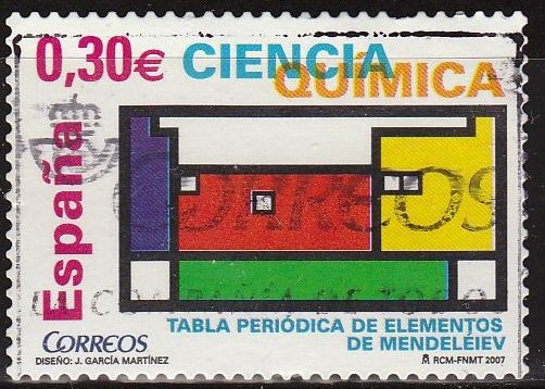 España 2007 4310 Sello º Ciencia Quimica Tabla Periodica de Elementos de Mendeleiev Timbre Espagne Spain Spagna